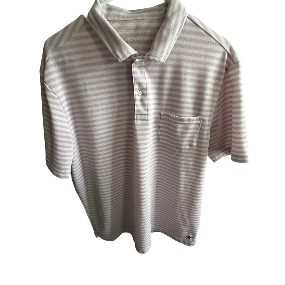 Castaway Nantucket‎ Island Performance Polo Pink Stripe Men's size L